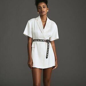 Anthropologie 4SI3NNA Lorenzo Short-Sleeve Belted Blazer Dress